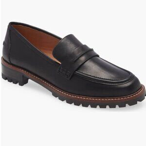 Madewell Black Leather Corrine Lugsole Loafers Size 6 New without Tags
